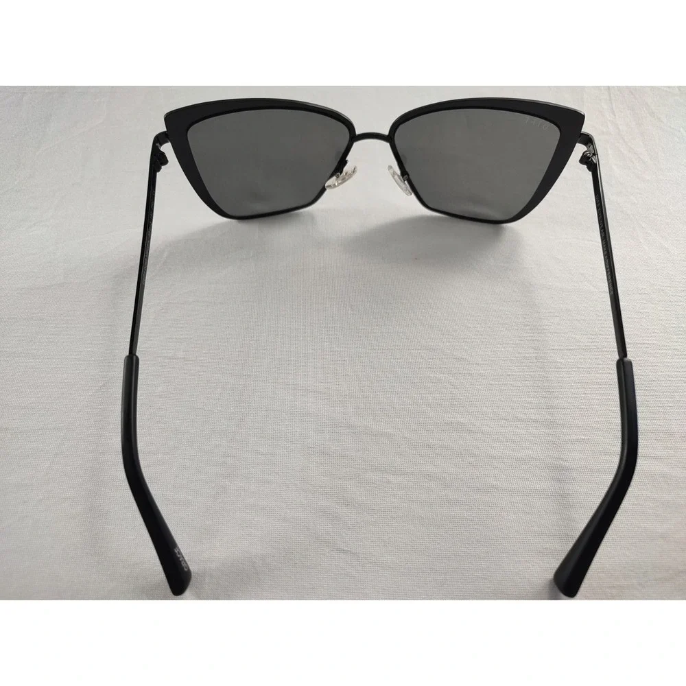 DIFF Eyewear Grace Matte Black Silver Mirror Oversized Sunglasses 58-15-142‎ NEW
